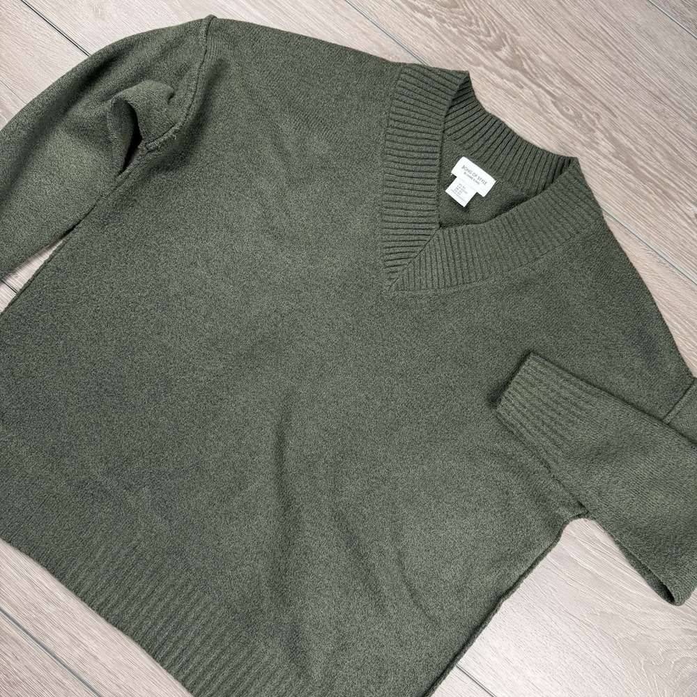 Song Of Style Women's Aimee Song Pullover V Neck Sweater Green XS